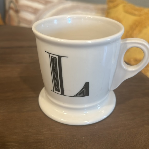 Anthropologie Classic “L” Monogram Coffee Mug White - Picture 2 of 6